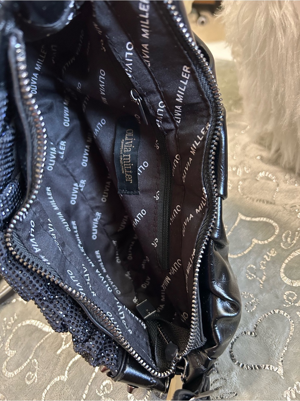 NWT Olivia Miller Black Studded Shoulder Bag with Sparkle - Picture 7 of 9